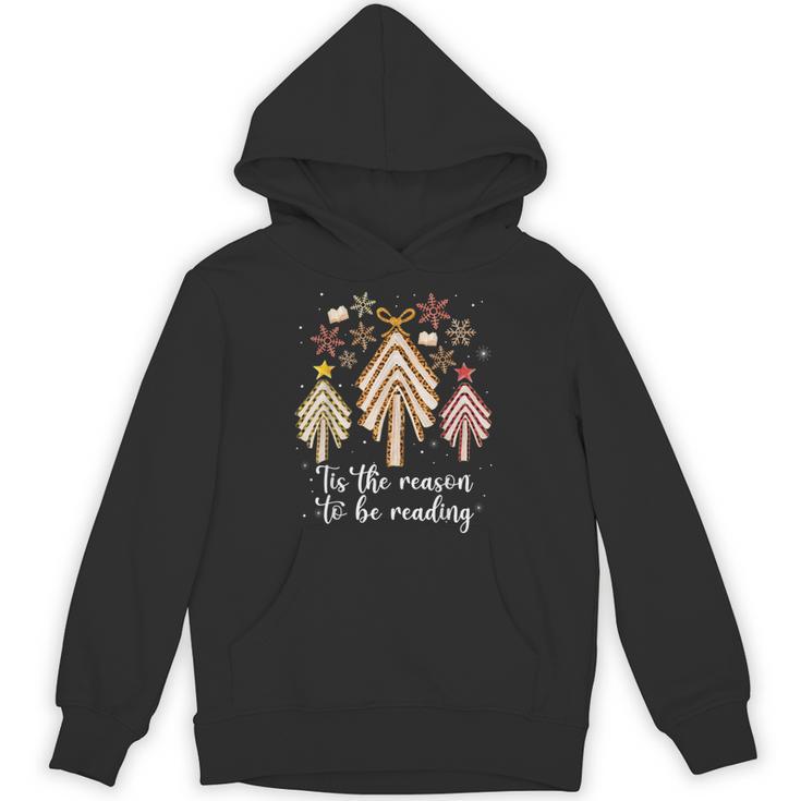 Tis The Season To Be Reading Books Christmas Tree Book Lover Unisex Hoodie