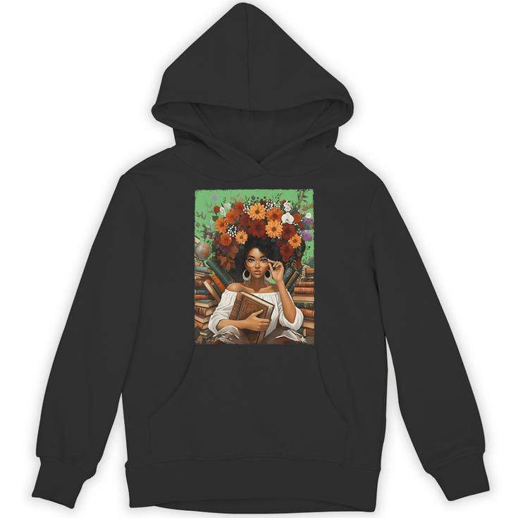History Month Black Afro Girl Women Book Lovers Floral Unisex Hoodie