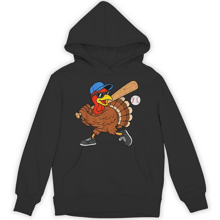 Turkey Baseball Thanksgiving Sports Humor Men Boy Kids Unisex Hoodie