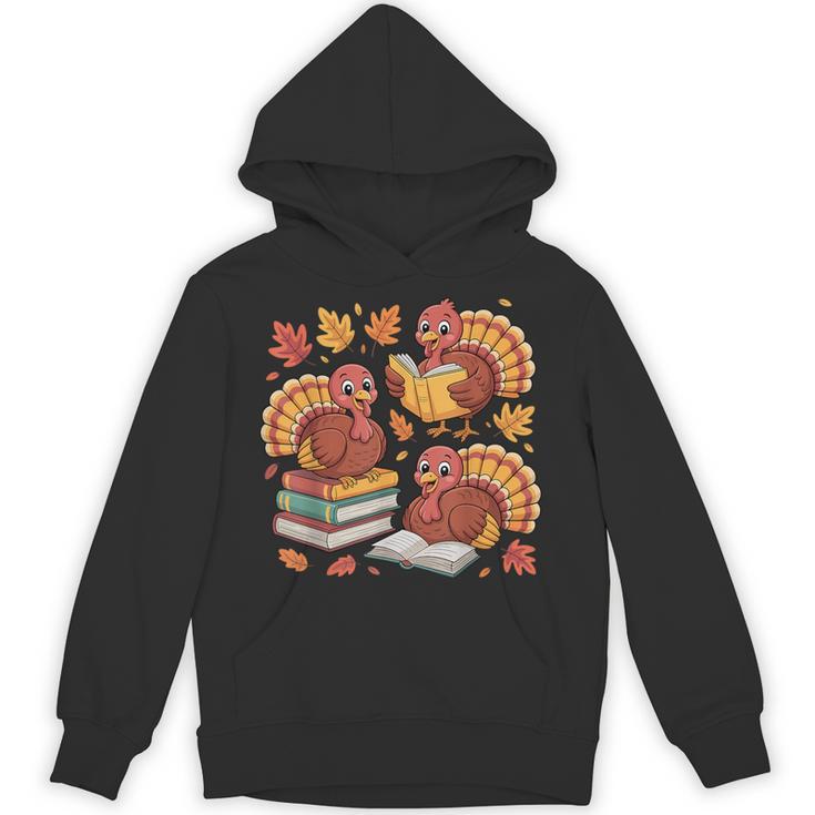 Turkey Reading Books Fall Thanksgiving Teacher Librarian Unisex Hoodie