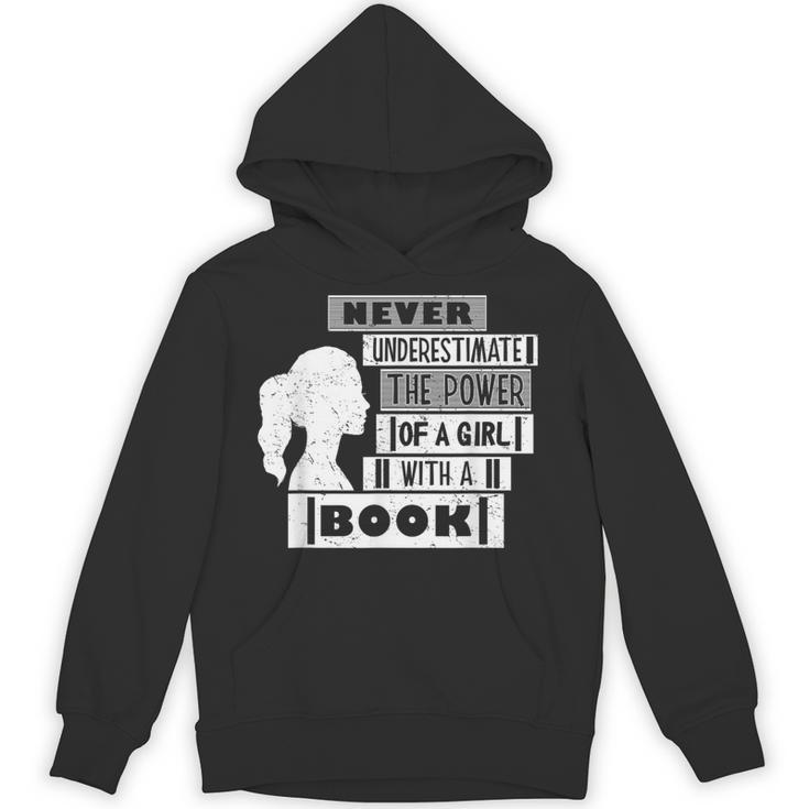 Never Underestimate Power Of Girl With Book Feminist Cute Unisex Hoodie