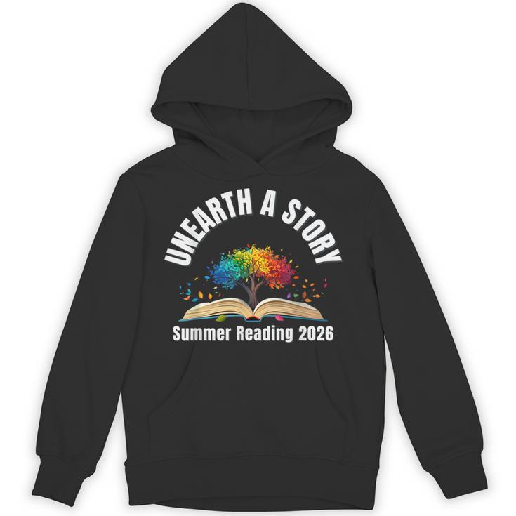 Unearth a Story 2026 Summer Reading Program Tree Book Unisex Hoodie
