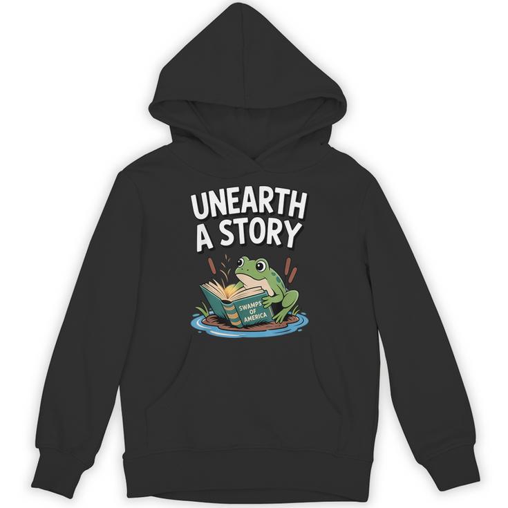Unearth a Story Frog Reading a Book Summer 2026 Unisex Hoodie