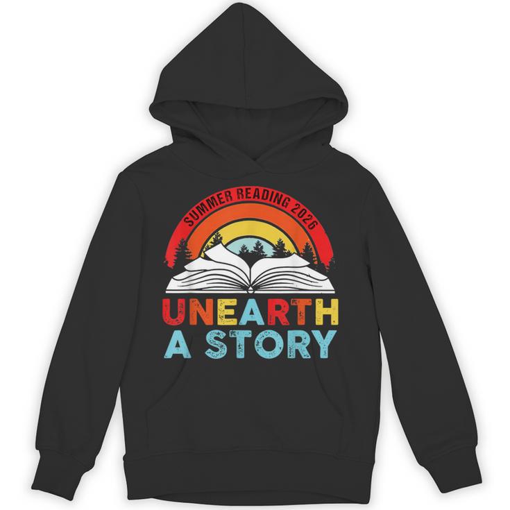 Unearth a Story Summer Reading 2026 Vintage Book Rainbow Unisex Hoodie