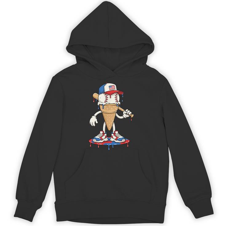 USA Patriotic Baseball Ice Cream Cone Freedom Unisex Hoodie