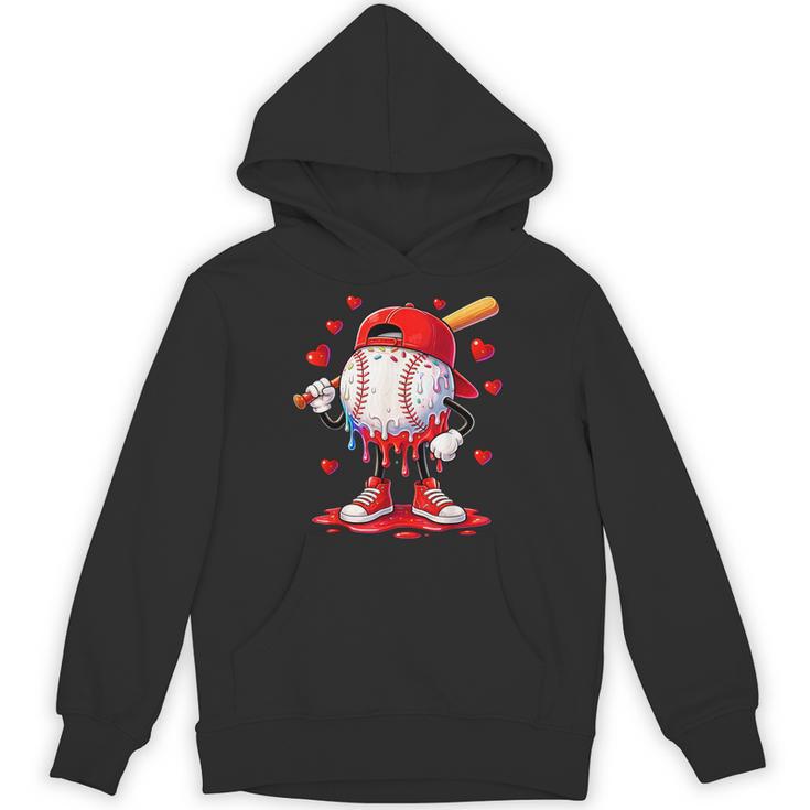 Valentine Baseball Heart Drip Sport Love Valentines Day Boys Unisex Hoodie