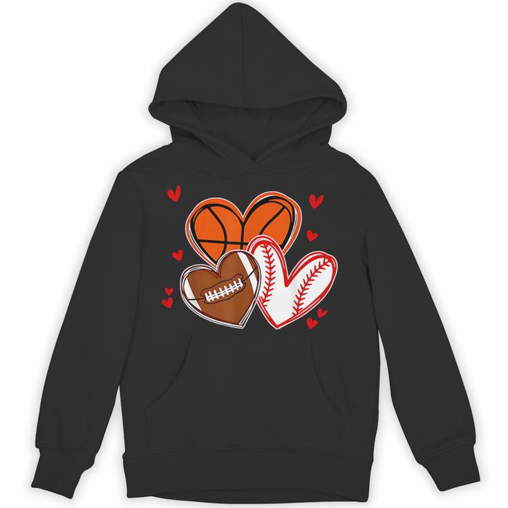 Valentines Baseball Basketball Football Heart Boy Men Unisex Hoodie Valentines Baseball Basketball Football Heart Boy Men Unisex Hoodie