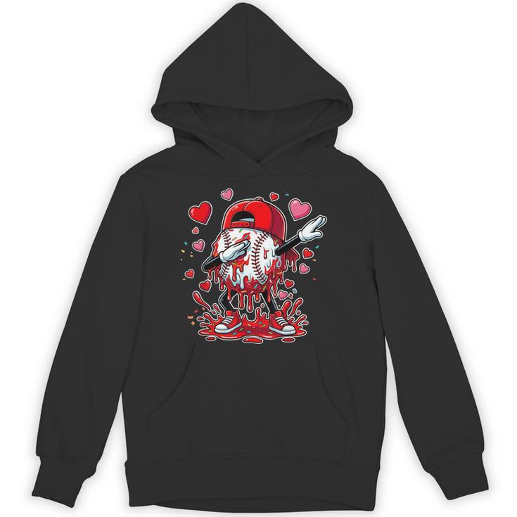 Valentines Baseball Toddler Boys Kids Dabbing Baseball Drip Unisex Hoodie