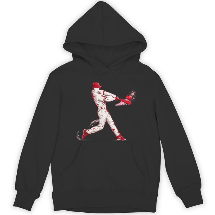 Valentines Day Baseball Batter Silhouette Heart For Men Boys Unisex Hoodie