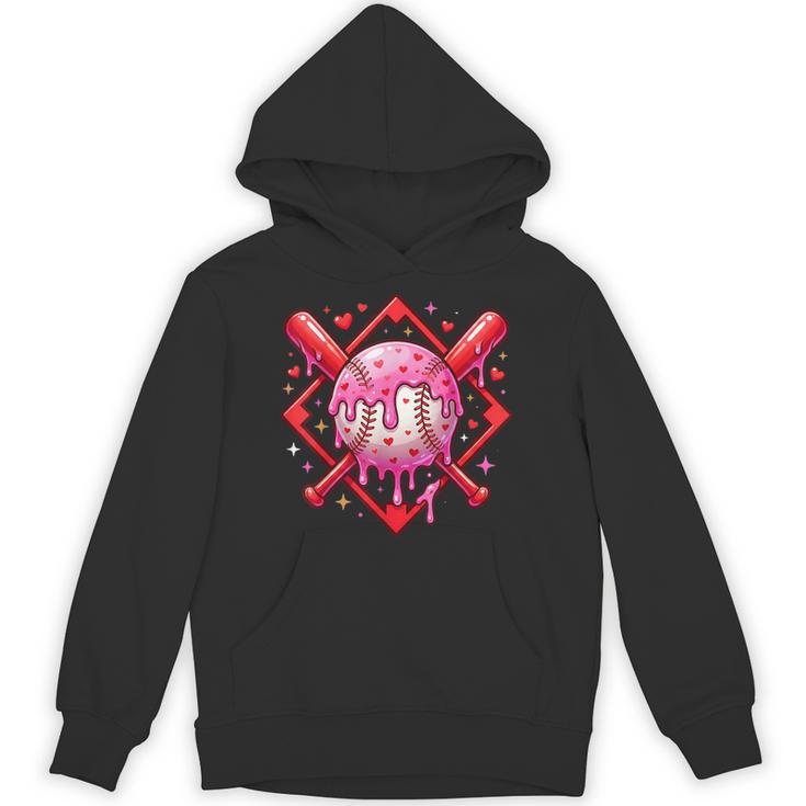 Valentines Day Baseball Boys Ice Cream Drip Heart Youth Kids Unisex Hoodie