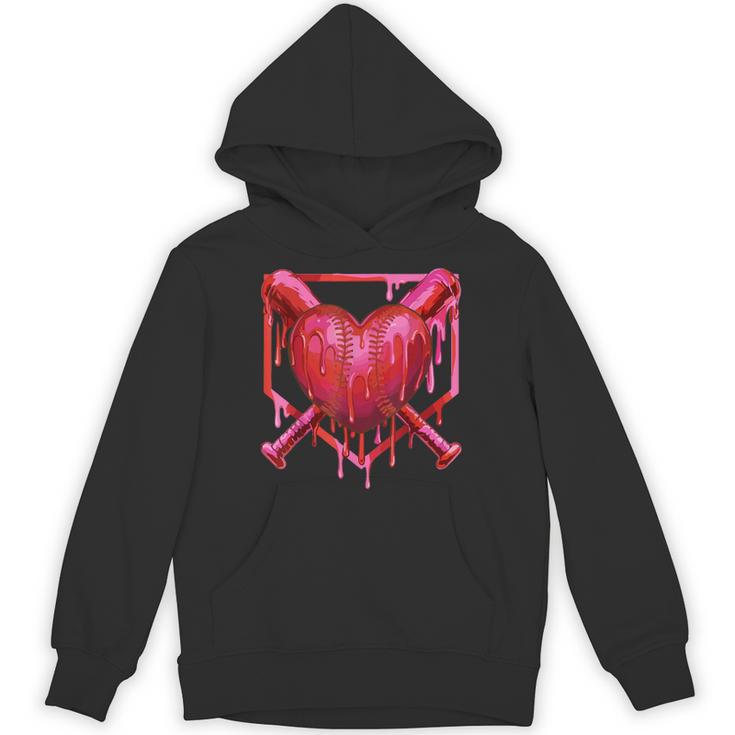 Valentines Day Baseball Red Heart Dab Boys Girls Kids Unisex Hoodie