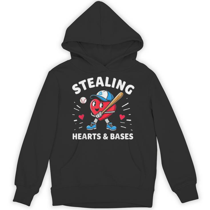 Valentines Day Baseball Stealing Hearts Bases Boys Kids Men Unisex Hoodie