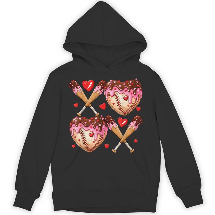 Valentines Day Drip Heart Baseball XOXO Boys Kids Men Sport Unisex Hoodie
