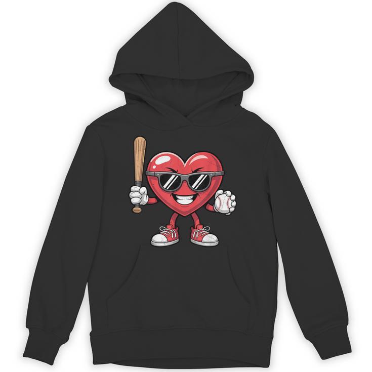 Valentines Day Heart Playing Baseball Boys Men Kids Girls Unisex Hoodie