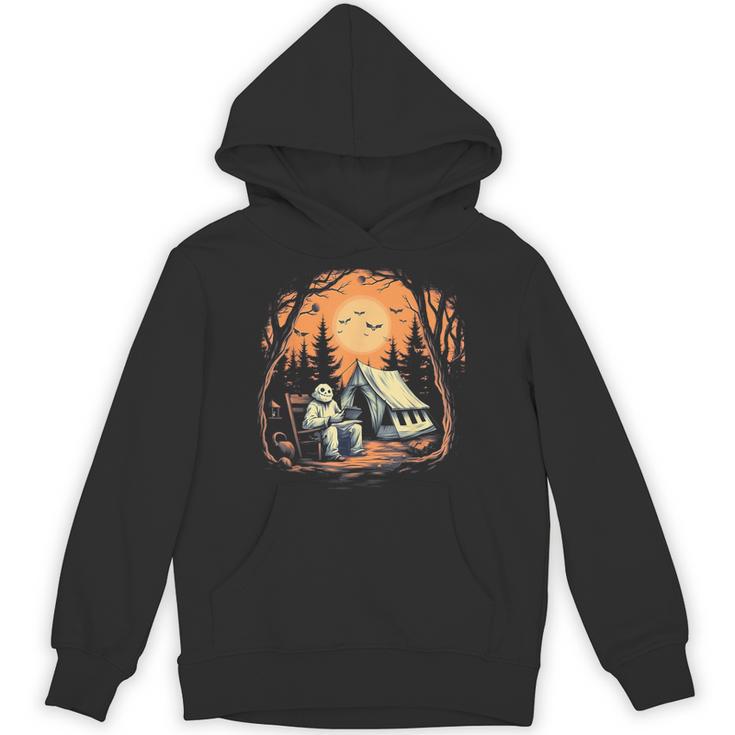 Vintage Ghost Book Reading Camping Gothic Halloween Teachers For Men Women Kids Unisex Hoodie