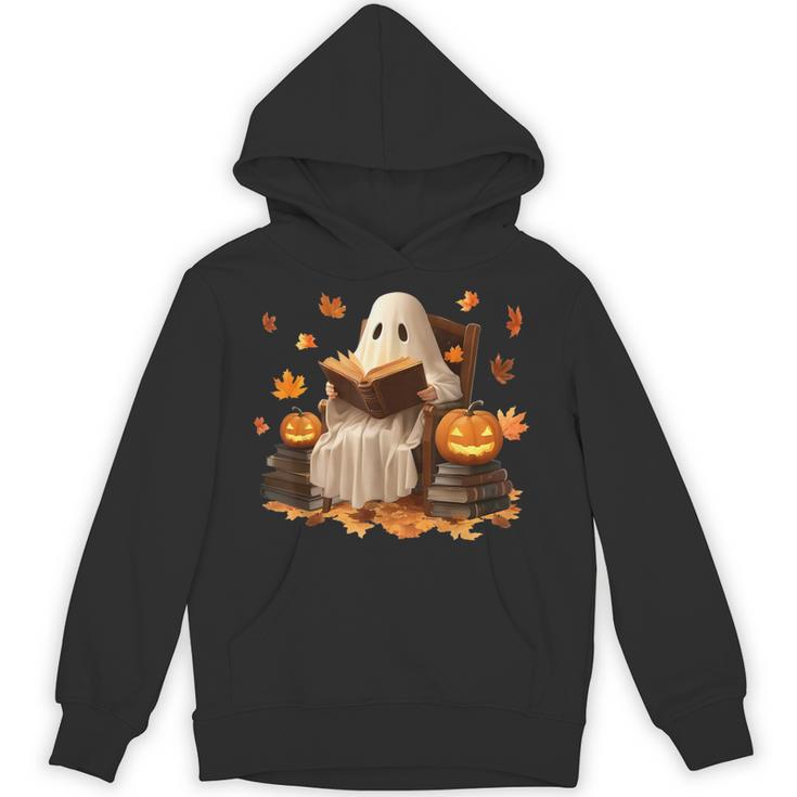 Vintage Ghost Reading Book Pumpkin Halloween Books Lover Unisex Hoodie