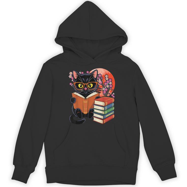 Vintage Japanese Cat Book Lovers Librarian Dad Teacher Unisex Hoodie