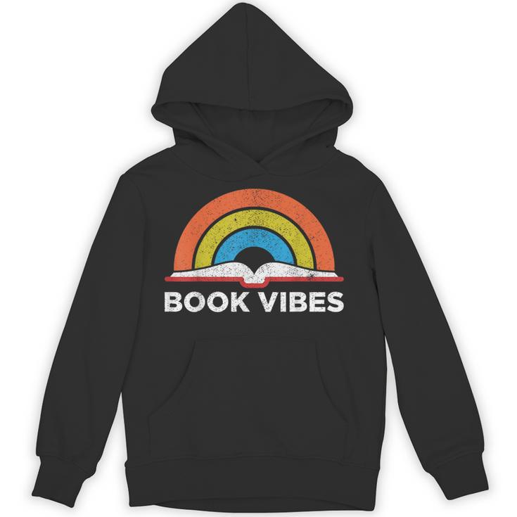 Vintage Retro Book Vibes Rainbow For Reading Lovers Unisex Hoodie