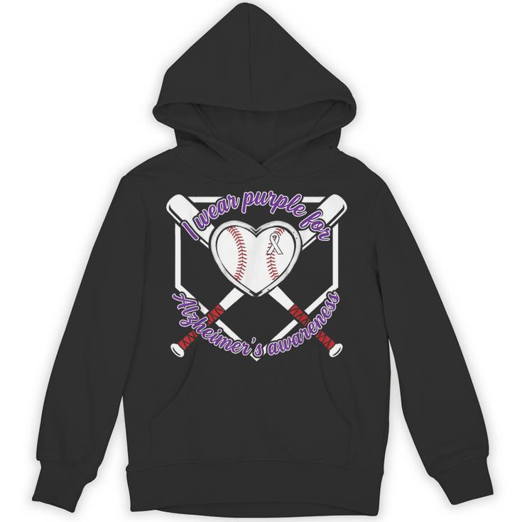 I Wear Purple For Alzheimers Awareness Baseball Heart Ribbon Unisex Hoodie I Wear Purple For Alzheimers Awareness Baseball Heart Ribbon Unisex Hoodie