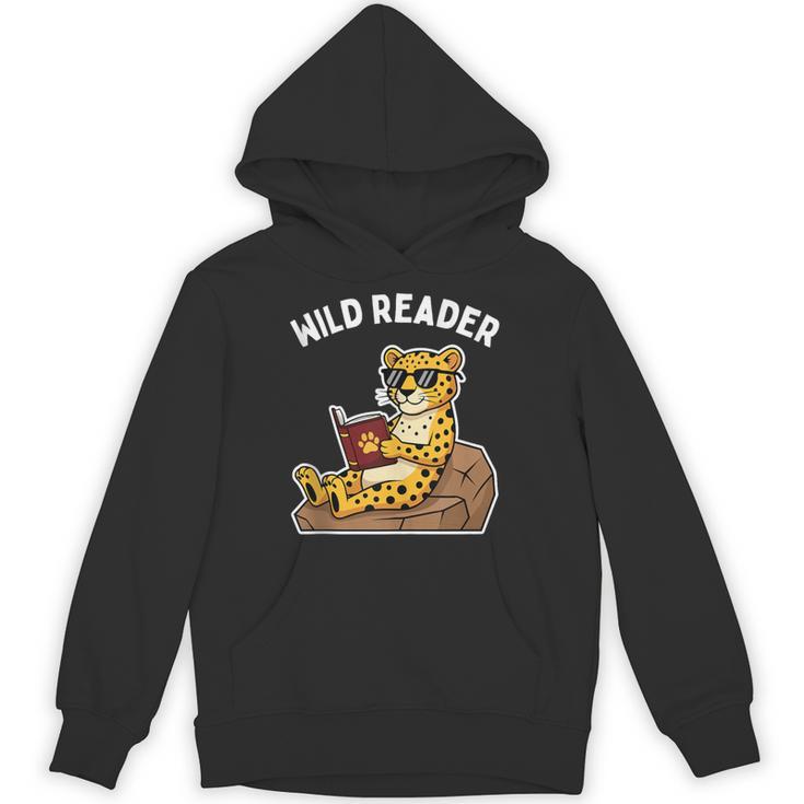 Wild Reader Cool Jaguar With Sunglasses Reading Book Kids Unisex Hoodie