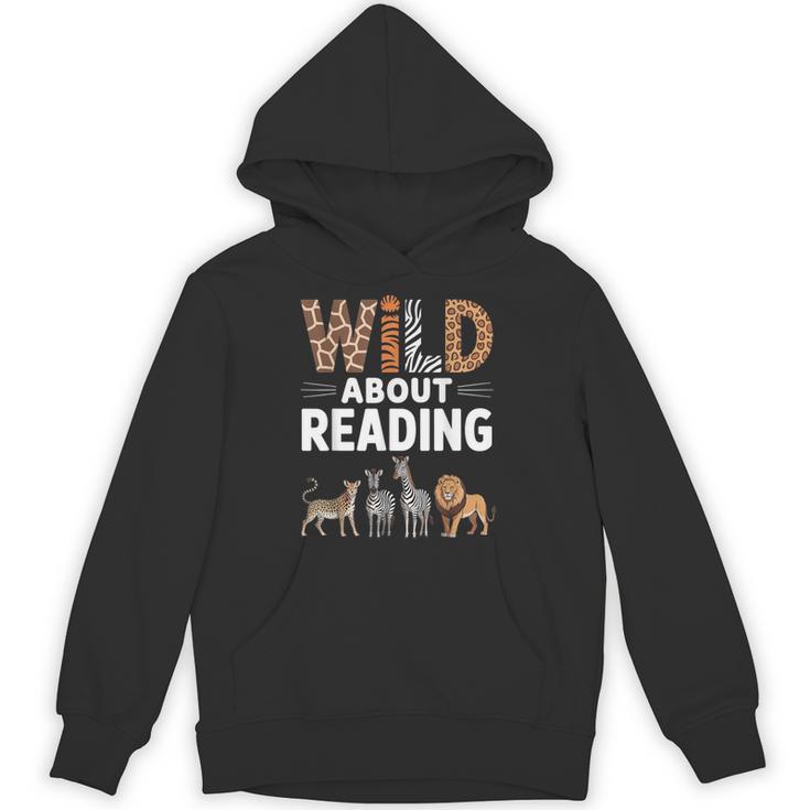 Wild About Reading Retro Animal Book Lover Librarian Teacher Unisex Hoodie
