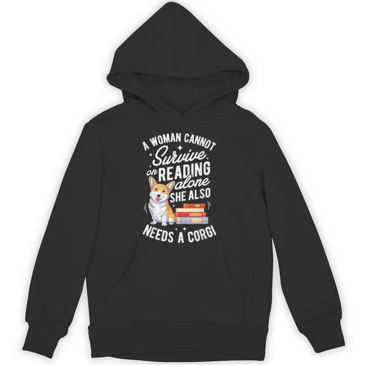 A Woman Cannot Survive On Reading Alone T Shirt Corgi Book Unisex Hoodie
