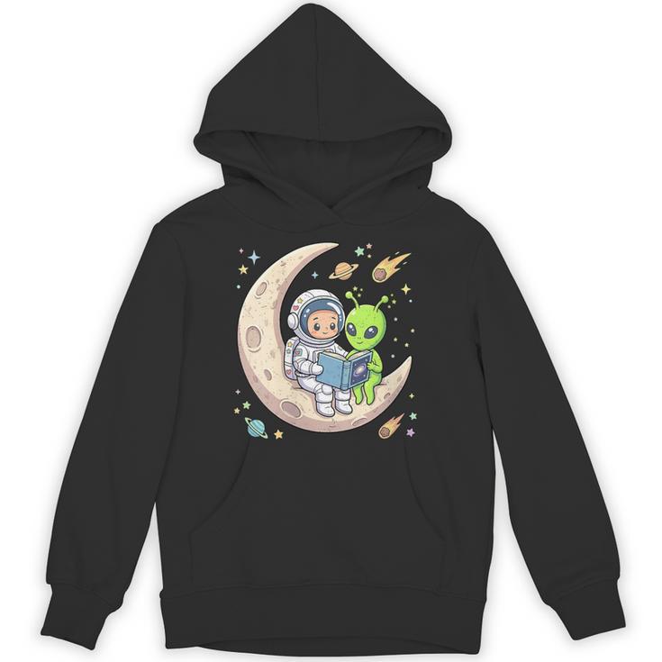 Women's Astronaut Reading Book With Alien Moon Space Astronomy Unisex Hoodie