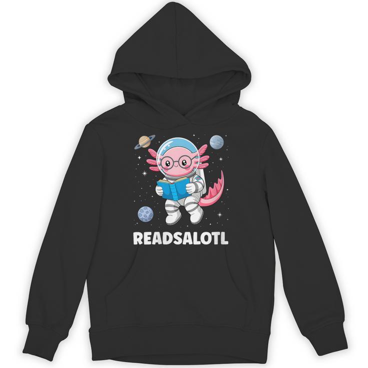 Women's Axolotl Books Readsalotl Reading Bookworm Boys Girls Kids Unisex Hoodie