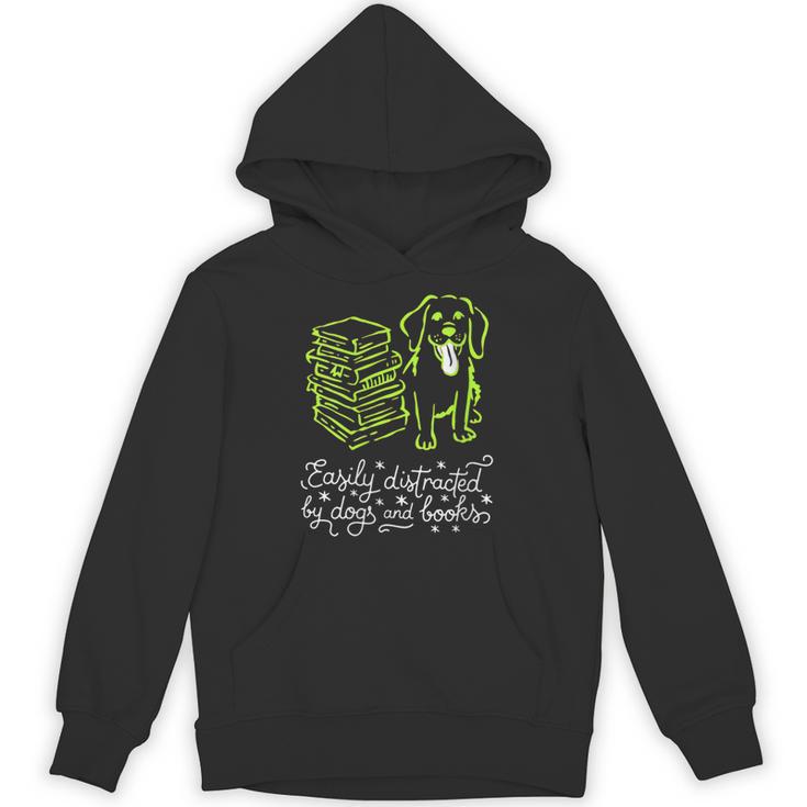 Women's Distracted By Books And Dogs Reader Graphic Unisex Hoodie