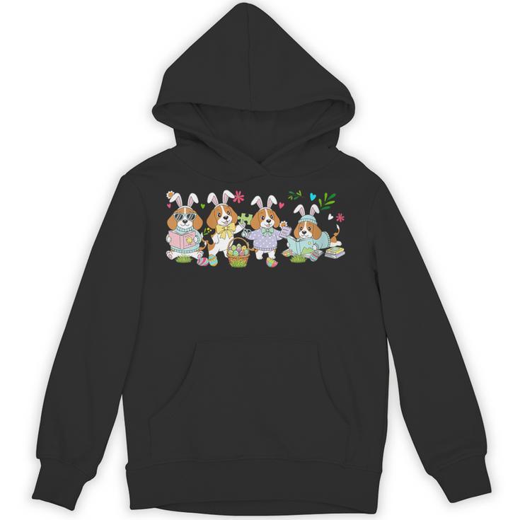 Women's Group Bunny Beagles Easter Reading Book Hunting Eggs Owner Unisex Hoodie