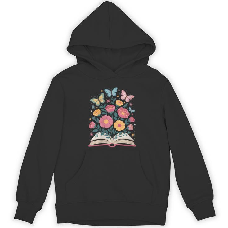 Women's Open Book Flowers Butterflies Blooming Saying Unisex Hoodie