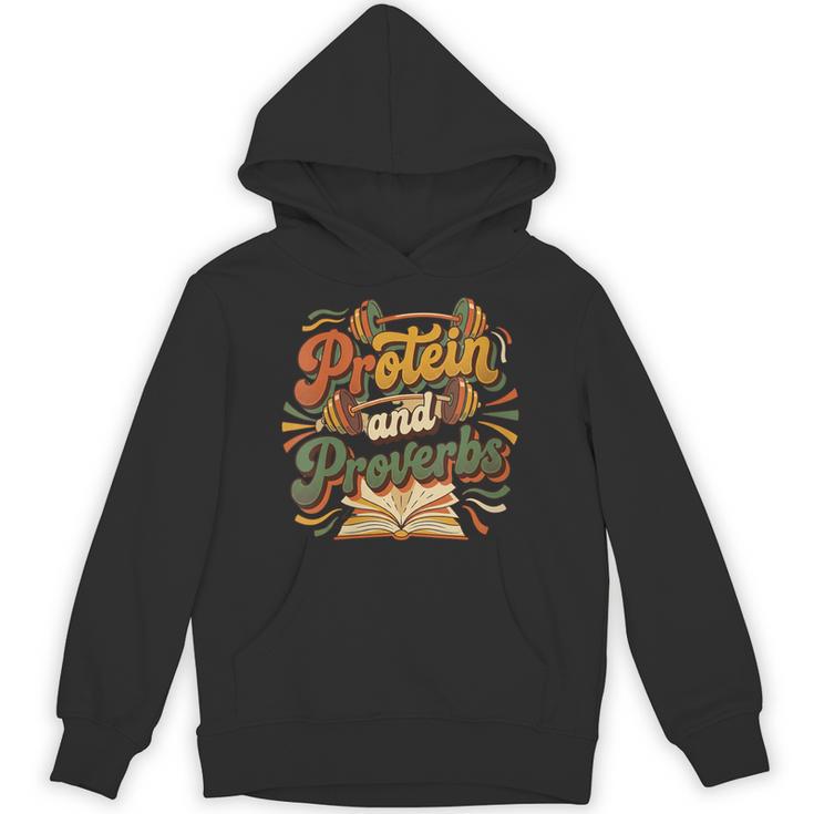 Women's Protein And Proverbs Protein Workout Book Lover Retro Unisex Hoodie