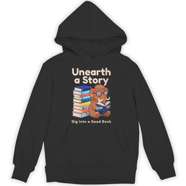 Women's Unearth A Story Reading Mammoth Prehistoric Book Librarian Unisex Hoodie