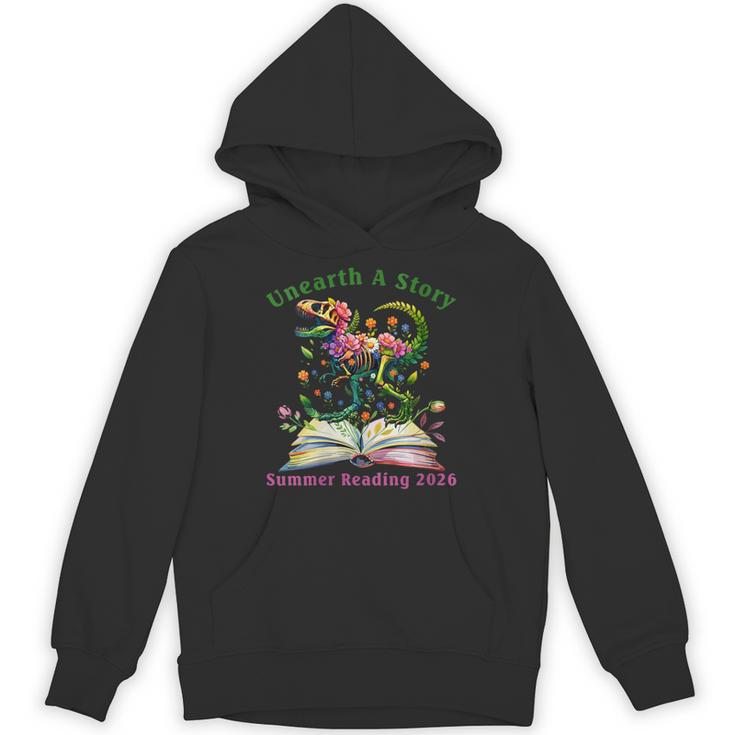 Women's Unearth A Story Summer Reading 2026 Dinosaur Book Floral Unisex Hoodie