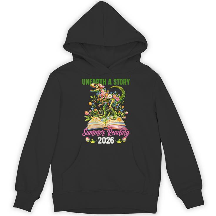 Women's Unearth A Story T Rex Reading Book Floral Summer Reading Unisex Hoodie