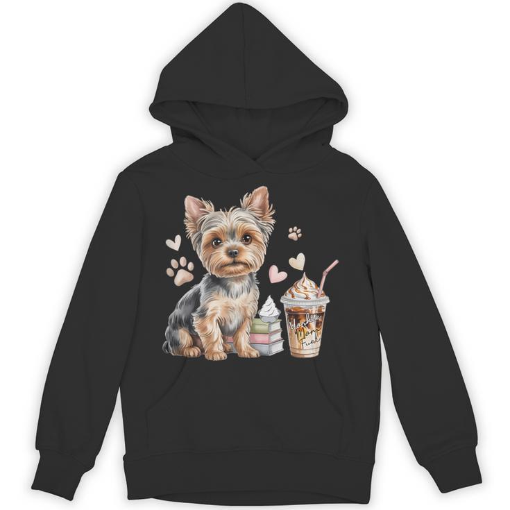 Yorkie Dog Moms Iced Coffee And Books Yorkshire Terrier Unisex Hoodie