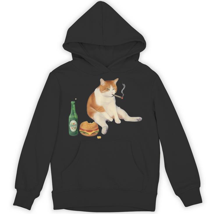 おもしろ猫 喫煙 ジョイント ビール タバコ キティ Gen Z ミーム パーカー