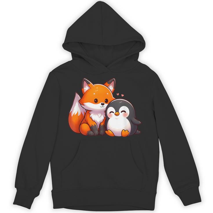 かわいいキツネとペンギンのデザイン パーカー
