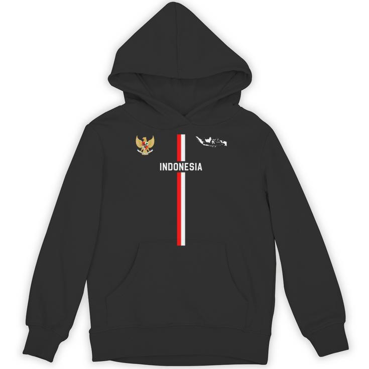 インドネシア国旗、インドネシアのシルエットマップ、国章 長袖tシャツ パーカー