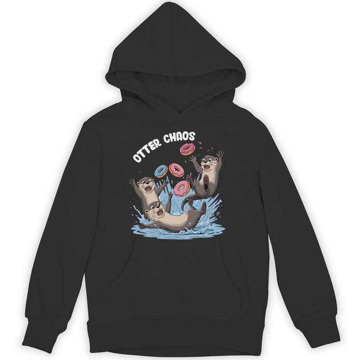 カワウソ カオス 面白い ベーグル ファイティング ラッコ 駄洒落動物好き 長袖tシャツ パーカー