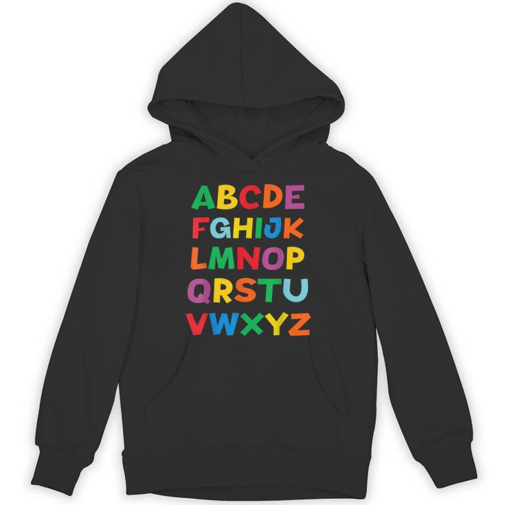 キッズ Abcs シャツ アルファベット カラフル 文字 読書 キッズ パーカー