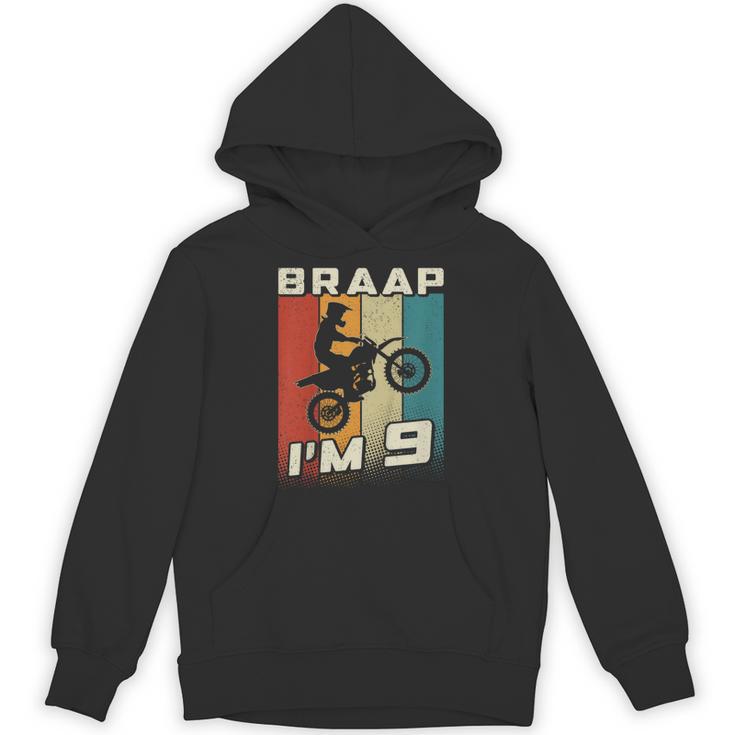 キッズ Braap I'm 9 ダートバイク 誕生日 9 Mx 9歳の誕生日 モトクロス パーカー