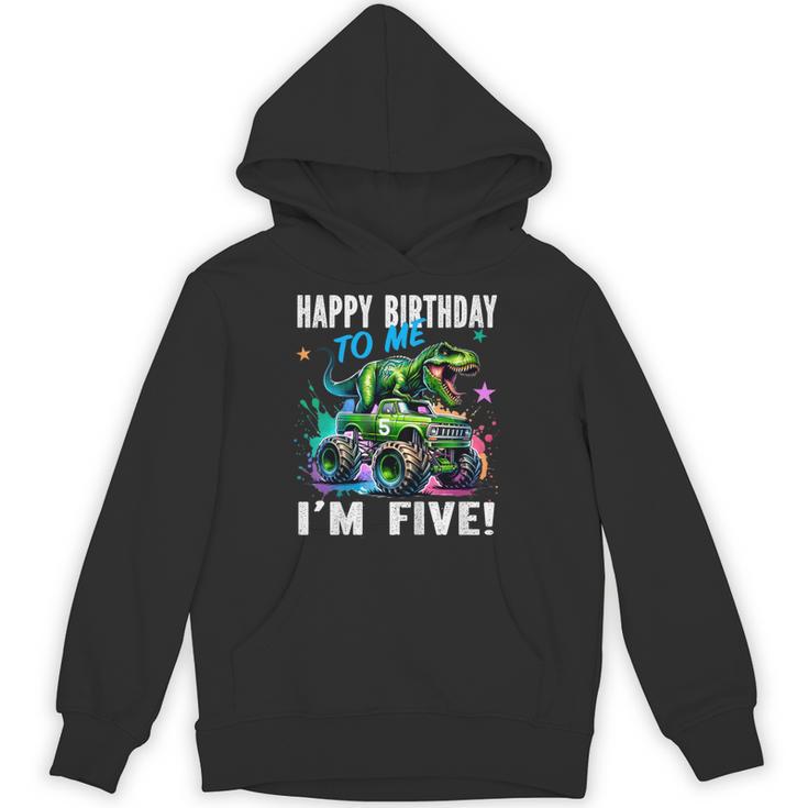キッズ ハッピーモンスタートラックがテーマの5歳の誕生日 5歳 男の子 5歳 パーカー