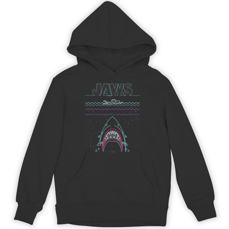 ジョーズ ネオンシャークアタックサーファーアートワーク パーカー