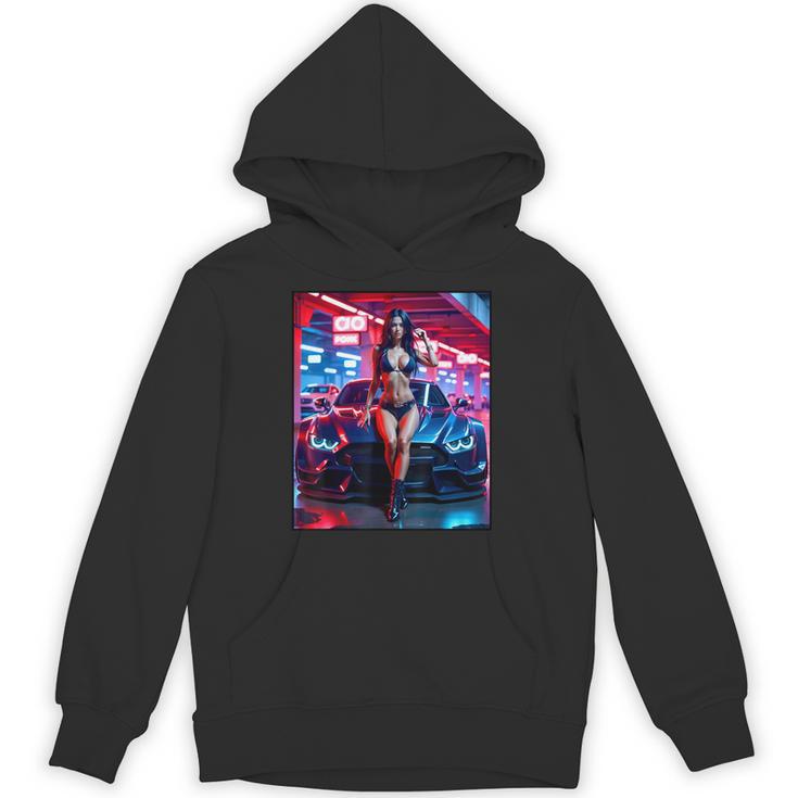 セクシーガールグラフィックtシャツ セクシーピンナップモデル&エキゾチックカー パーカー