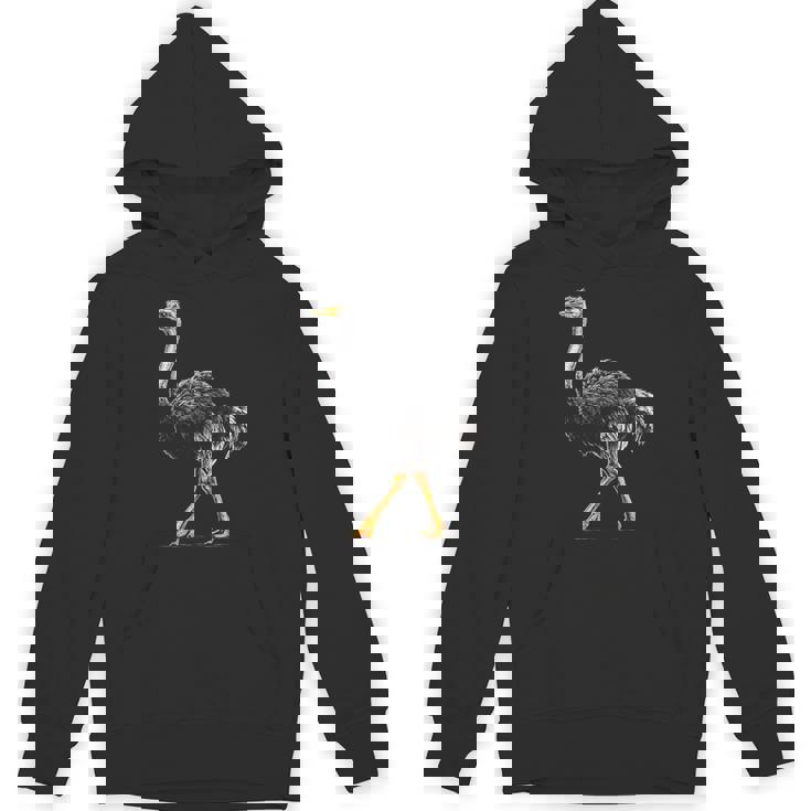 ダチョウ ポートレート 動物 モチーフ 描画 鳥 アート 長袖tシャツ パーカー