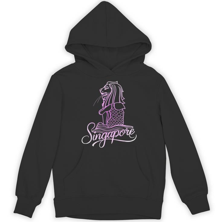 マーライオンのお土産デザインのシンガポールシティスカイライン パーカー