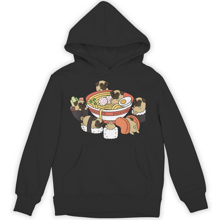 ラーメン寿司パグ犬 パーカー