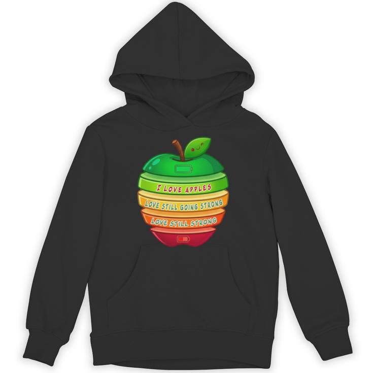 リンゴの力シリーズ リンゴのエネルギー リンゴ スライス 充電 バッテリー 残量 おもしろみ ユニーク 長袖tシャツ パーカー