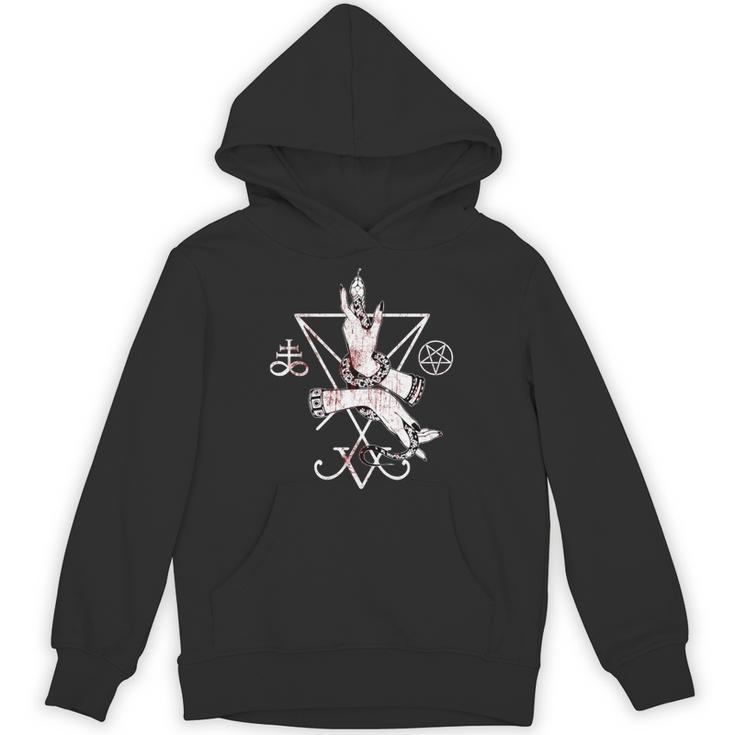 ルシファーの悪魔の紋章 五芒星とリヴァアタン十字架 長袖tシャツ パーカー